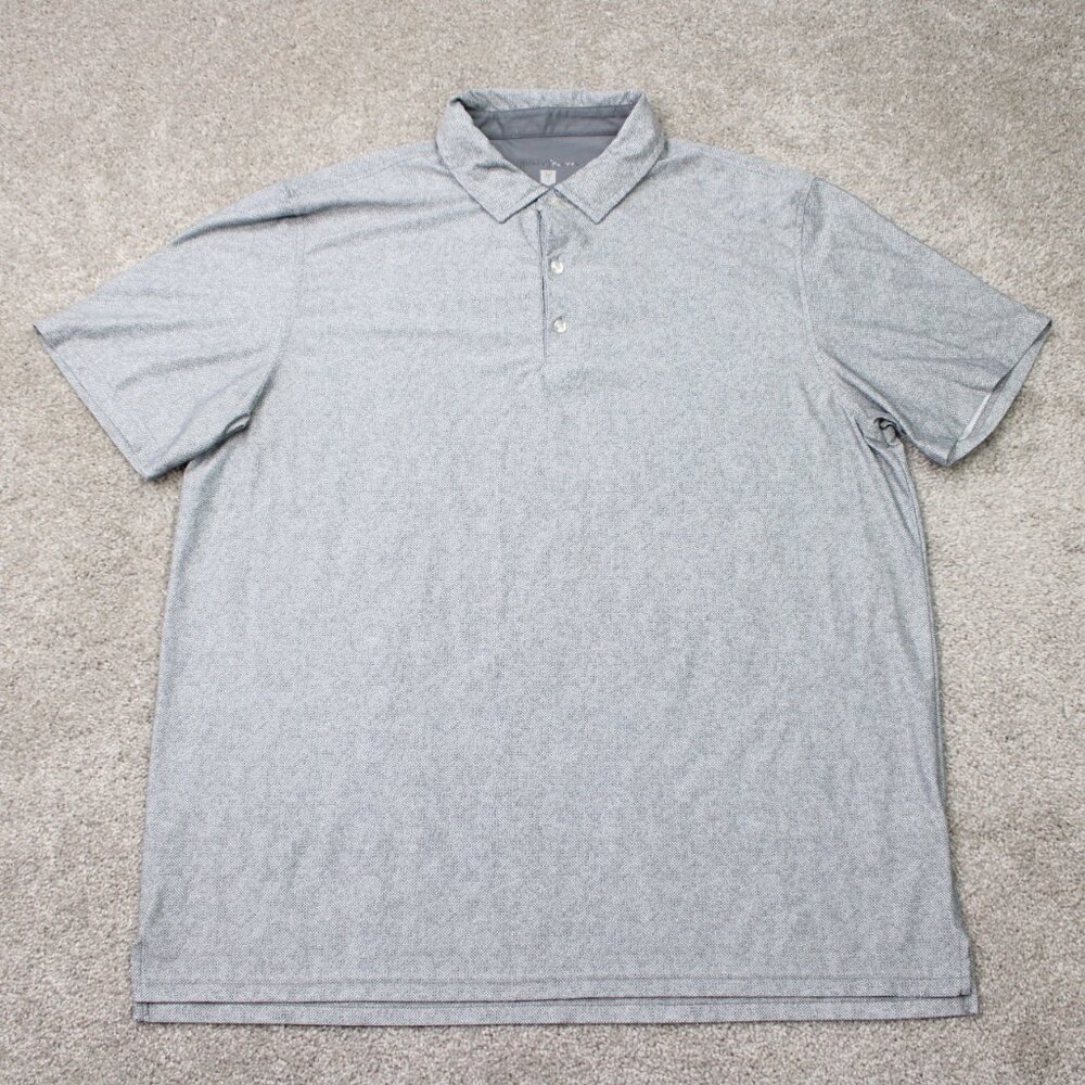 Hickey Freeman‎ Golf Polo Shirt Mens XL Gray Geometric Stretch Short Sleeve